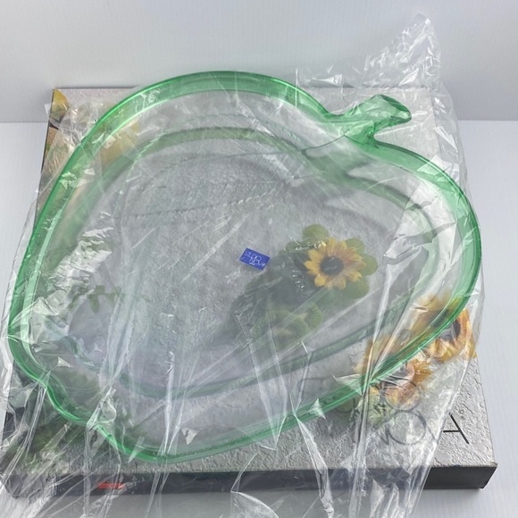 Studio Nova Glass Platter Green Apple Pattern 16 inches - Picture 4 of 13